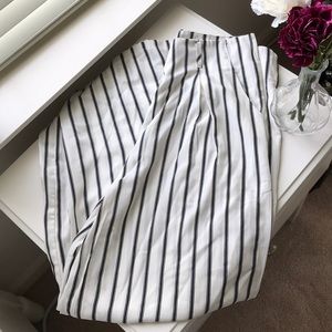 white striped wide legged pants